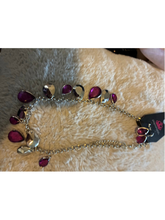 Paparazzi Jewelry - Paparazzi Necklace Purple Silver Teardrop One Size